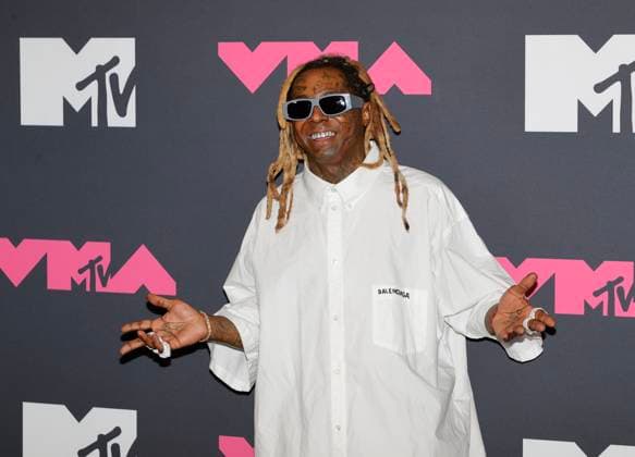 Lil Wayne arrive in the press room at the 2023 MTV Video Music Awards VMA s at the Prudential Center in Newark, NJ on Tuesday, September 12, 2023.  NYP20230912851 JASONxSZENES