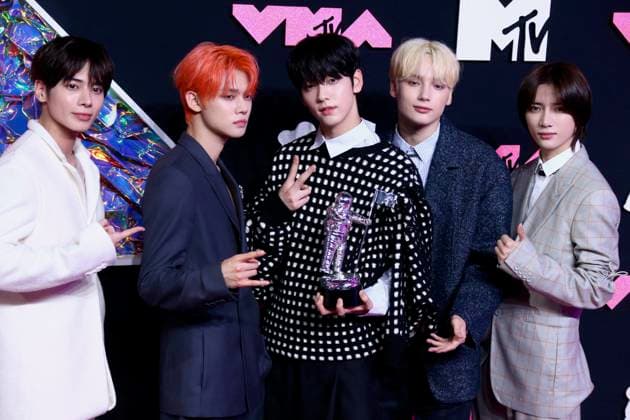 MTV Video Music Awards 2023 - Arrivals - NJ Tomorrow X Together attends the 2023 MTV Video Music Awards at the Prudential Center in New Jersey on September 12, 2023. Photo by Charles Guerin ABACAPRESS.COM Newark NJ United States  Copyright: xGuerinxCharles ABACAx 867484_207 GuerinxCharles ABACAx 867484_207