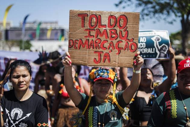 BRASÍLIA, DF - 13.09.2023: MARCHA DAS MULHERES INDÍGENAS - The III March of Indigenous Women takes place today, 13 09, in Brasília. The event welcomes around four thousand women from different indigenous ethnicities from across the country. Organized by entities such as the Articulation of Indigenous Peoples of Brazil (APIB), the March& 39;s agenda is the demarcation of lands, the fight against the Temporal Framework, in addition to combating violence against indigenous women. x2433160x  LeoxBahia