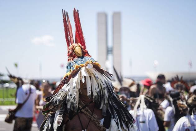 BRASÍLIA, DF - 13.09.2023: MARCHA DAS MULHERES INDÍGENAS - The III March of Indigenous Women takes place today, 13 09, in Brasília. The event welcomes around four thousand women from different indigenous ethnicities from across the country. Organized by entities such as the Articulation of Indigenous Peoples of Brazil (APIB), the March& 39;s agenda is the demarcation of lands, the fight against the Temporal Framework, in addition to combating violence against indigenous women. x2433165x  LeoxBahia