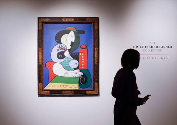 Femme a la montre, 1932 oil on canvas by Pablo Picasso is on display as part of the Emily Fisher Landau Collection at Sotheby s on Wednesday, September 13, 2023 in New York City. The Picasso is estimated to sell in excess of $120 million.  NYP20230913106 JOHNxANGELILLO