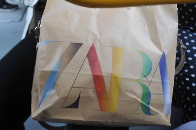 Copenhagen Denmark 13 September 2023 Consumers with Spainish retaiol store Zara shopping bag in Copenhagen Denmark.. (Photo.Francis Joseph Dean Dean Pictures)