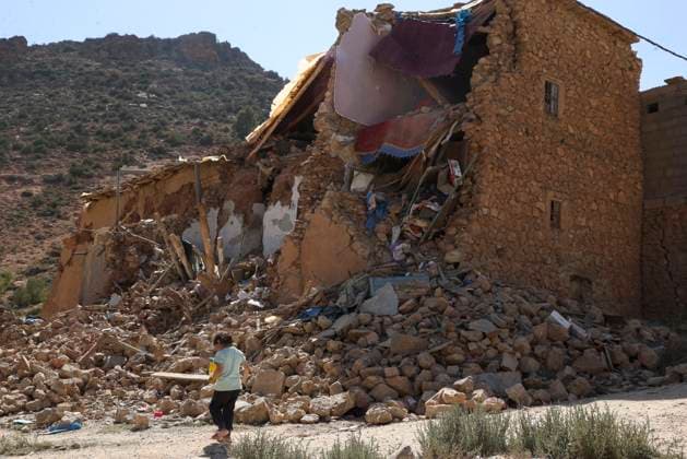 Bilder des Jahres 2023, News 09 September News Themen der Woche KW37 View of a ravaged home after the Moroccan earthquake near Marrakech, Morocco, 13 September 2023. The Moroccan Army has opened a field hospital in the Asni region, one of the most affected by the earthquake that shook the south of Marrakech last Friday and which has so far caused more than 2,900 deaths and 5,500 injuries. Many countries offered help to Morocco after the earthquake, but the authorities have only accepted help from Spain, the United Kingdom, Qatar and the United Arab Emirates, which participated in the efforts to detect survivors and bodies. Moroccan Army establishes a field hospital in the area affected by the earthquake !ACHTUNG: NUR REDAKTIONELLE NUTZUNG!  Copyright: xKIKOxHUESCAx GRAF9816 20230913-55011884243_1