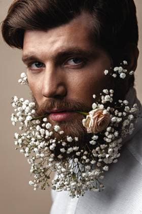 Creative Highlights Symbolfotos Men With Flowers In Their Beards Creative Portrait of young beautiful man with a beard decorated with flowers. ,model released, Symbolfoto Copyright: xZoonar.com Multipediax 13884452 ,model released, Symbolfoto ,property released