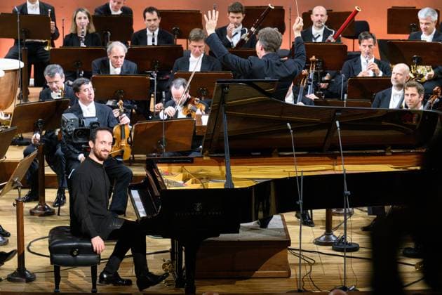 Russian-German pianist Igor Levit and conductor Jakub Hrusa with Wiener Philharmoniker perform at the Dvorak s Prague international music festival in Prague, Czech Republic, September 13, 2023. (CTKxPhoto MichalxKamaryt) CTKPhotoP2023091309582  CTKPhotoP2023091309582