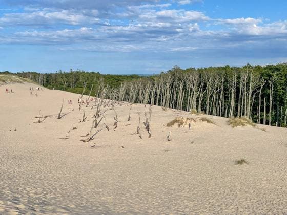 Located in the Slowinski National Park, between the sea and Lake Lebsko, the shifting dunes move a few metres every year, covering the for. On the shores of the Baltic, the village of Leba attracts many families during the summer months. Beaches, shifting dunes and smoked fish are part of everyday life. Pictured July 16, 2023. (CTKxPhoto JitkaxBojanovska) CTKPhotoF202309140008901  CTKPhotoF202309140008901