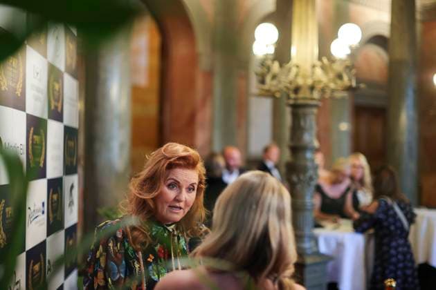 GÖTEBORG 20230914 Sarah Ferguson, Duchess of York, arrives at the Stock Exchange in Gothenburg for The Perfect World Foundation Award gala The perfect world foundation award is presented annually by the Swedish wildlife and nature organization The perfect world foundation to a person who has contributed to the preservation of the planets wildlife and nat  Copyright: xAdamxIhse TTx THE PERFECT WORLD FOUNDATION AWARD TTABB0000000000214109