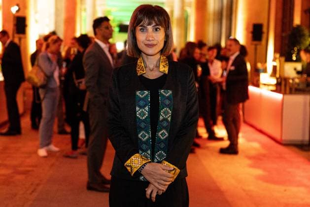 Mersedeh Shahinkar Iranian Activist , M100 Sanssouci Colloquium Presentation of M100 Media Award on September 14, 2023, 14 9 2023, Orangerie Sanssouci, Park Sanssouci, Potsdam, Brandenburg, Germany. kreativmedia_m100_60