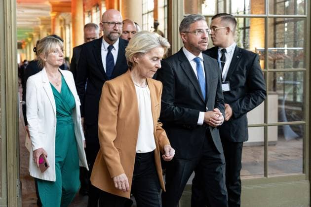 Ursula von der Leyen President of the European Commission, Politician , M100 Sanssouci Colloquium Presentation of the M100 Media Award on 14 September 2023, 14 9 2023, Orangerie Sanssouci, Park Sanssouci, Potsdam, Brandenburg, Germany kreativmedia_m100_74