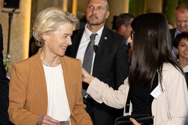 Ursula von der Leyen President of the European Commission, Politician , M100 Sanssouci Colloquium Presentation of the M100 Media Award on 14 September 2023, 14 9 2023, Orangerie Sanssouci, Park Sanssouci, Potsdam, Brandenburg, Germany kreativmedia_m100_75