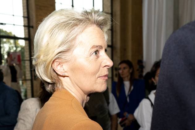 Ursula von der Leyen President of the European Commission, Politician , M100 Sanssouci Colloquium Presentation of the M100 Media Award on 14 September 2023, 14 9 2023, Orangerie Sanssouci, Park Sanssouci, Potsdam, Brandenburg, Germany kreativmedia_m100_76