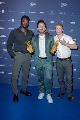 Award Deutscher Schauspielpreis 2023 Dimitrij Schaad, Julius Nitschkoff and Farba Dieng at the award ceremony Deutscher Schauspielpreis 2023 at Spindler and Klatt on 15 09 2023 in Berlin Copyright: xEventpressxKochanx