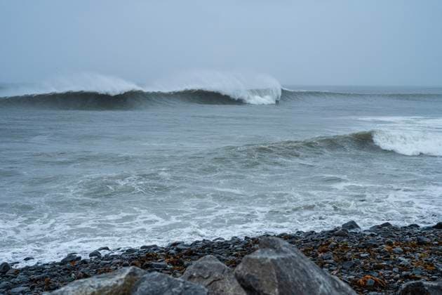 September 16, 2023, Sandford, NS, Canada: Waves crash as post-tropical cyclone Lee approaches in Sandford, N.S. on Saturday, Sept. 16, 2023. Sandford Canada  - ZUMAc35_ 20230916_zaf_c35_023 Copyright: xBillxCurryx