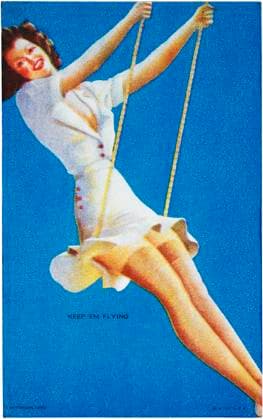 Sexy Woman on Swing, Keep Em Flying , Mutoscope Card, 1940 s  Copyright: xABxArchivex jtv002009