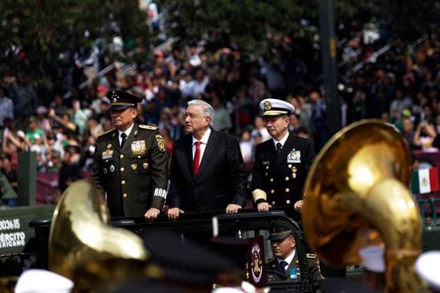 September 16, 2023, Mexico City, Mexico: The president of Mexico, Andres Manuel Lopez Obrador presided over the military parade for the 213th anniversary of national independence in the Zocalo in Mexico City. on September 16, 2023 in Mexico City, Mexico Mexico City Mexico - ZUMAe321 20230916_zia_e321_036 Copyright: xLuisxBarronx