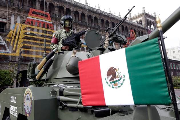 September 16, 2023, Mexico City, Mexico: Armed and public security forces participate in the military parade for the 213th anniversary of national independence in the Zocalo in Mexico City. on September 16, 2023 in Mexico City, Mexico Mexico City Mexico - ZUMAe321 20230916_zia_e321_082 Copyright: xLuisxBarronx