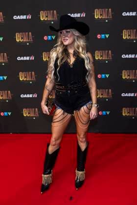 September 16, 2023, Hamilton, ON, Canada: Meghan Patrick poses on the red carpet at the Canadian Country Music Awards in Hamilton, Ont., Saturday, Sept. 16, 2023. Hamilton Canada  - ZUMAc35_ 20230916_zaf_c35_207 Copyright: xNickxIwanyshynx