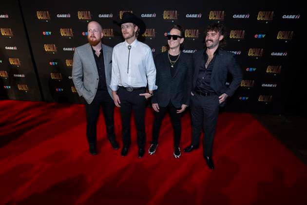 September 16, 2023, Hamilton, ON, Canada: Members of James Barker Band pose on the red carpet at the Canadian Country Music Awards in Hamilton, Ont., Saturday, Sept. 16, 2023. Hamilton Canada  - ZUMAc35_ 20230916_zaf_c35_212 Copyright: xNickxIwanyshynx