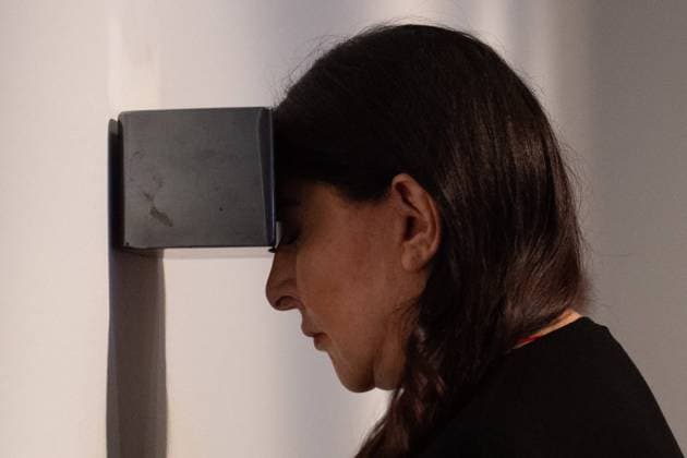 Marina Abramovic Exhibition - Royal Academy, London Serbian conceptual artis Marina Abramovic rests her head on her artwork Black Dragons at The Royal Academy s first exhibition of her works - Royal Academy, London, England, UK on Tuesday 19 September, 2023. The exhibition runs from 23 September 2023 - 1 January 2024. Please note photos are strictly for editorial use only and to report a current event or to illustrate a review or criticism of a work , Credit:Justin Ng Avalon UK, England, London, Royal Academy  Copyright: xJustinxNgx xAvalonx 0806411330