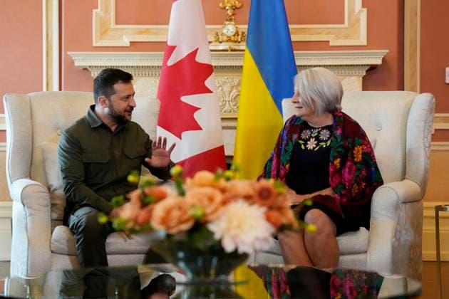 Kanada, Wolodymyr Selenskyj in Ottawa September 22, 2023, Ottawa, ON, Canada: Ukrainian President Volodymyr Zelenskyy, left, meets with Governor General Mary Simon in Ottawa on Friday, Sept. 22, 2023. Ottawa Canada  - ZUMAc35_ 20230922_zaf_c35_005 Copyright: xAdrianxWyldx