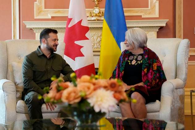 Kanada, Wolodymyr Selenskyj in Ottawa September 22, 2023, Ottawa, ON, Canada: Ukrainian President Volodymyr Zelenskyy, left, meets with Governor General Mary Simon in Ottawa on Friday, Sept. 22, 2023. Ottawa Canada  - ZUMAc35_ 20230922_zaf_c35_006 Copyright: xAdrianxWyldx