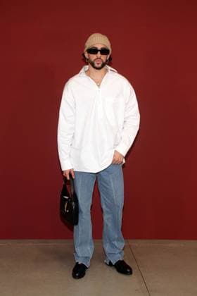 Milan Fashion Week, Spring Summer 2024 Gucci Fashion Show Arrivals. Pictured: Bad Bunny  Copyright: xPaoloxDilettox xipa-agency.netx x xPaoloxDilettox IPA_IPA40490520