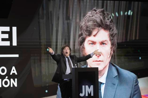Javier Milei s Presidential Campaign. The candidate for President for La Libertad Avanza (LLA), Javier Milei, headed an event organized by the Gastronomic Union (UTHGRA), which supports his candidacy. Buenos Aires Argentina Copyright: xImagoxImages EstebanxOsoriox EstebanOsorio-8704