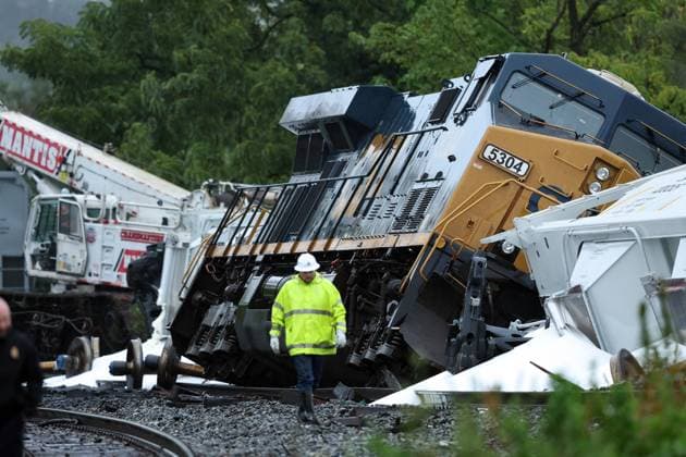 Bilder des Jahres 2023, News 09 September News Themen der Woche KW38 News Bilder des Tages HYATTSVILLE, MD - SEPTEMBER 23: View of a CSX Train derailment carrying liquid petroleum gas derailed in Hyattsville, Maryland on September 23, 2023. The Train was headed to Rocky Mount, North Carolina from Cumberland, Maryland. Copyright: xmpi34x