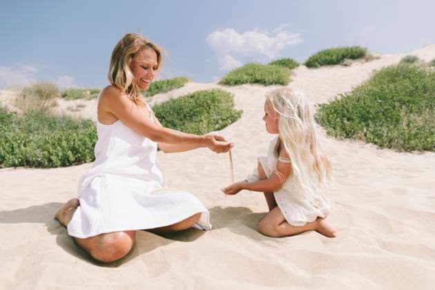 Creative Highlights Symbolbilder Happy mother and daughter playing with sand at beach on sunny day model released, Symbolfoto, SIF00850
