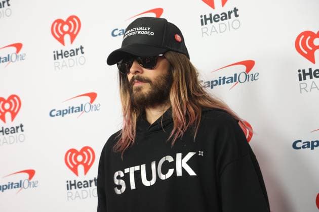Jared Leto arrives for the iHeartRadio Music Festival at T-Mobile Arena in Las Vegas, Nevada on Saturday, September 23, 2023.  LAV20230923009 JAMESxATOA