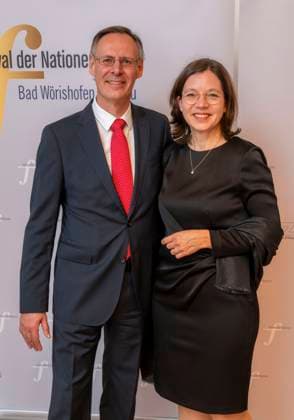 23 09 2023, International Classical Festival Festival of Nations 2023, at the Kurhaus Bad Wörishofen in Unterallgäu, concert in the Kursaal with pianist Igor Levit GER and vbw Festival Orchestra guests of honor Werner Roch with wife 23 09 2023, Classical Festival Bad Wörishofen 23 09 2023, Classical Festival Bad Wörishofen
