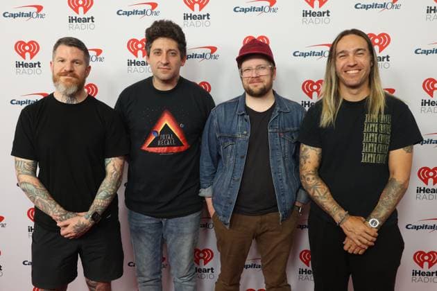 (L-R) Andy Hurley, Joe Trohman, Patrick Stump and Pete Wentz of Fall Out Boy arrive for the iHeartRadio Music Festival at T-Mobile Arena in Las Vegas, Nevada on Saturday, September 23, 2023.  LAV20230923060 JAMESxATOA