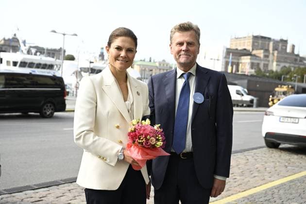 STOCKHOLM, SWEDEN 20230926 Crown Princess Victoria and Chairman of the Board Bo Lehander in connection with the award ceremony for the BjoÌˆrn Carlson Baltic Fellows, who are organizing a seminar for a healthier sea in connection with the award ceremony for the BjoÌˆrn Carlson Baltic Sea Prize STOCKHOLM SWEDEN x10070x  Copyright: xJessicaxGow TTx FRISKARE HAV M61XcEFgK04