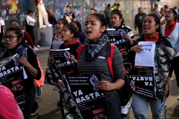 September 26, 2023, Mexico City, Mexico: Students from various Normal Teachers Schools participate in the march to commemorate the 9 years of the forced disappearance of the 43 students from the Ayotzinapa Normal School; They demand justice in the mobilization in Mexico City. on September 26, 2023 in Mexico City, Mexico Mexico City Mexico - ZUMAe321 20230926_zia_e321_035 Copyright: xLuisxBarronx
