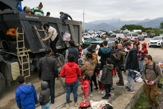 ARMENIA, SYUNIK PROVINCE - SEPTEMBER 26, 2023: Refugees from Nagorno-Karabakh arrive in Kornidzor. Alexander Patrin TASS  62672505