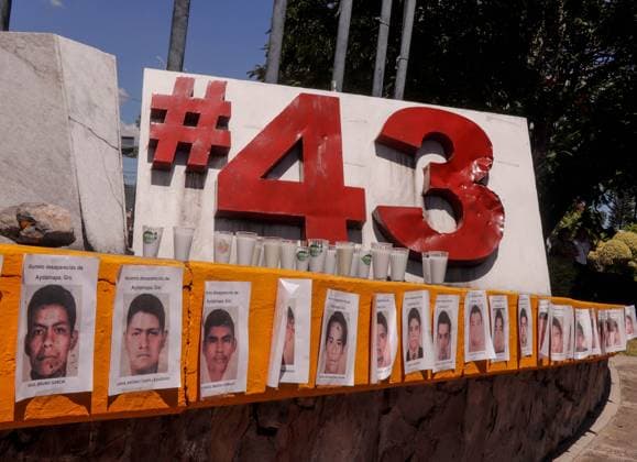September 26, 2023, Chilpancingo, Guerrero, Mexico: he anti-monument to the 43 young people from Ayotzinapa in Chilpancingo, Guerrero Mexico after the rally by funpeg normalistas nine years after the events of Iguala Guerrero in 2014. Chilpancingo Mexico - ZUMAj170 20230926_zip_j170_009 Copyright: xDavidxJuarezx