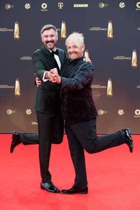 f l Jochen SCHROPP, presenter, Ross ANTHONY entertainer, red carpet, red carpet show, arrival, arrival, German Television Award ceremony, The German Television Award 2023, German Television Award 2023 at MMC Studios Cologne, on 28 09 2023