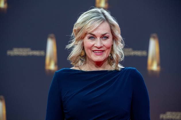 Gesine CUKROWSKI, actress, red carpet, red carpet show, arrival, German Television Award ceremony, The German Television Award 2023, German Television Award 2023 at MMC Studios Cologne, on 28 09 2023