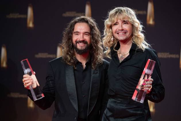 Award winners Tom and Bill KAULITZ, musician Saenger, Tokio Hotel, category Best Entertainment Show, Thats my Jam, German Television Award ceremony, The German Television Award 2023, German Television Award 2023 in the MMC Studios Cologne, on 28 09 2023.