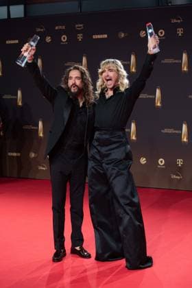 Award winners Tom and Bill KAULITZ, musician Saenger, Tokio Hotel, category Best Entertainment Show, Thats my Jam, German Television Award ceremony, The German Television Award 2023, German Television Award 2023 in the MMC Studios Cologne, on 28 09 2023.