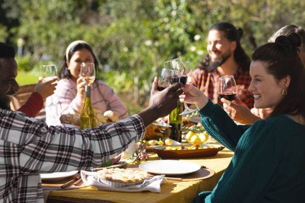 Happy diverse male and female friends toasting during thanksgiving celebration meal in sunny garden Happy diverse male and female friends toasting during thanksgiving celebration meal in sunny garden. Celebration, friendship, patriotism, american culture and tradition, unaltered., model released, , property released, Cape Town, South Africa, 07.09.2023, 4193346.jpg, people,happy,diverse,male and female,friend,toasting,thanksgiving,celebration,meal,sunny,garden,friendship,patriotism,american culture,tradition,unaltered,holiday,patriotic,fun,dinner,nation,young,together,happiness,beautiful,spring,summer,party,lunch,traditional,food,season,christmas,cheerful,decoration,friends,male,female,american,culture Mid Adult,Man,Male,Black,Woman,Female