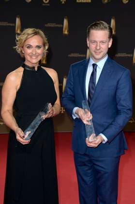 Caren Miosga and Helge Fuhst at the German Television Award 2023 ceremony at MMC Studios Cologne, 28 09 2023 Foto:xF.xKernx xFuturexImagex fernsehpreis_3942