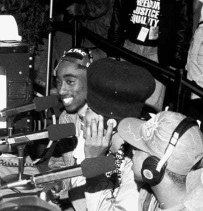 **FILE PHOTO** Man Arrested In Connection with the 1996 Murder Of Tupac Shakur** The Digital Underground (with Tupac Shakur) doing an interview at the KMEL Summer Jam at the Shorline Ampitheatre in Mountain View, CA. August, 1991. Copyright: xPatxJohnson MediaPunchx