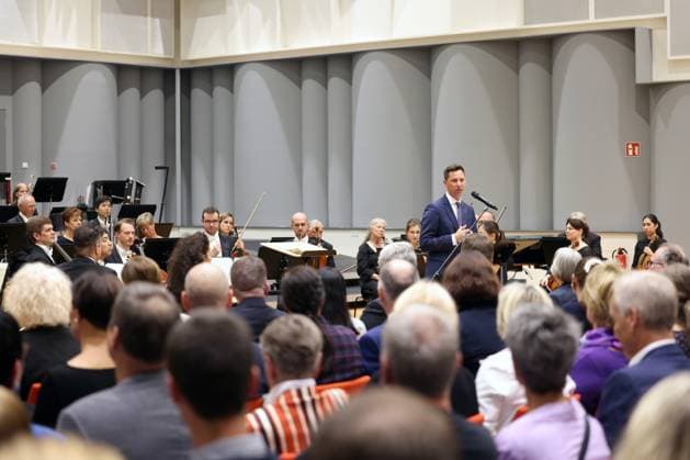 District Administrator Andreas Mueller Müller SPD , Official Opening Opening , new rehearsal hall, new rehearsal house, House of Music of the Philharmonic South Westphalia South Westphalia in the Oranienstrasse in Siegen Philharmonic South Westphalia House of Music on 28 09 2023 in Siegen Germany USE ONLY EDITORIAL