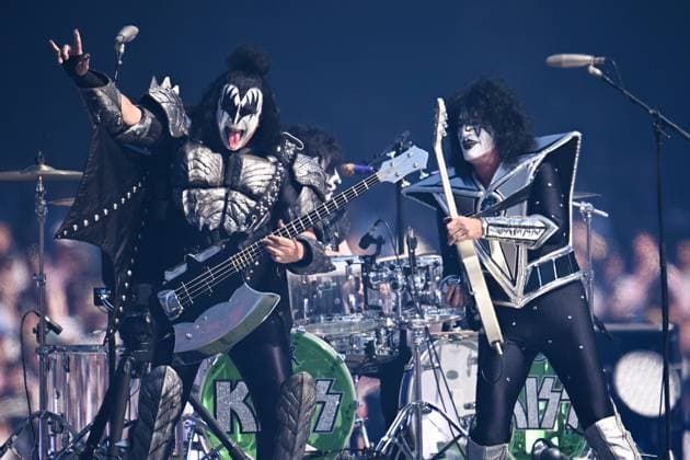 AFL GRAND FINAL, Gene Simmons and Tommy Thayer of US rock group Kiss perform during the pre match entertainment ahead of the AFL Grand Final between the Collingwood Magpies and Brisbane Lions at the Melbourne Cricket Ground in Melbourne, Saturday, September 30, 2023. ( NO ARCHIVING, EDITORIAL USE ONLY, NO USE IN BOOKS WITHOUT CONSENT MELBOURNE VICTORIA AUSTRALIA  Copyright: xJOELxCARRETTx 1034929146st