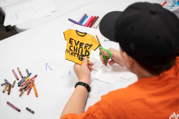 September 30, 2023, Halifax, NS, Canada: A child works on a craft during an arts and history activity marking the National Day for Truth and Reconciliation at the Mi kmaw Native Friendship Centre in Halifax on Saturday, September 30, 2023. Halifax Canada  - ZUMAc35_ 20230930_zaf_c35_002 Copyright: xDarrenxCalabresex