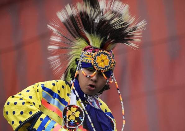 September 30, 2023, Calgary, AB, CANADA: An indigenous dancer performs during the Truth and Reconciliation Day ceremonies in Calgary, Alberta on Saturday, September 30, 2023. Calgary CANADA  - ZUMAc35_ 20230930_zaf_c35_022 Copyright: xToddxKorolx