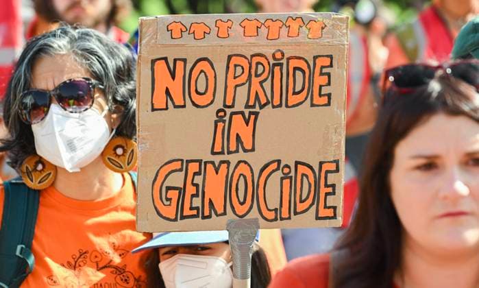 September 30, 2023, Montreal, PQ, Canada: People take part in a march on National Day for Truth and Reconciliation in Montreal, Saturday, September 30, 2023. Montreal Canada  - ZUMAc35_ 20230930_zaf_c35_042 Copyright: xGrahamxHughesx