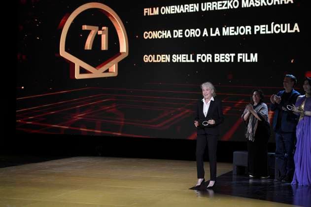 Claire Denis at the award ceremony at the 71 International Film Festival San Sebastian Festival Internacional de Cine de San Sebastian at the Kursaal San Sebastian, 30 09 2023 Foto:xC.xNiehausx xFuturexImagex preisverleihung_3931