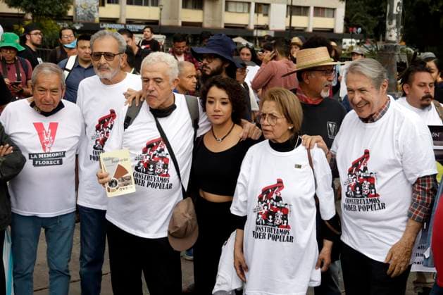 Families and survivors of the Tlatelolco Massacre commemorate 55 years October 2, 2023, Mexico City, Mexico: Relatives and survivors of the Tlatelolco massacre in 1968 at the commemoration of the 55th anniversary of the State crime in the Plaza of the Three Cultures in Mexico City. on October 2, 2023 in Mexico City, Mexico (Photo by Luis Barron Eyepix Group). Copyright: xLuisxBarronx xEyepixxGroupx LB_20231002_TLATE3